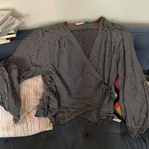 Anthropologie polka dot wrap blouse